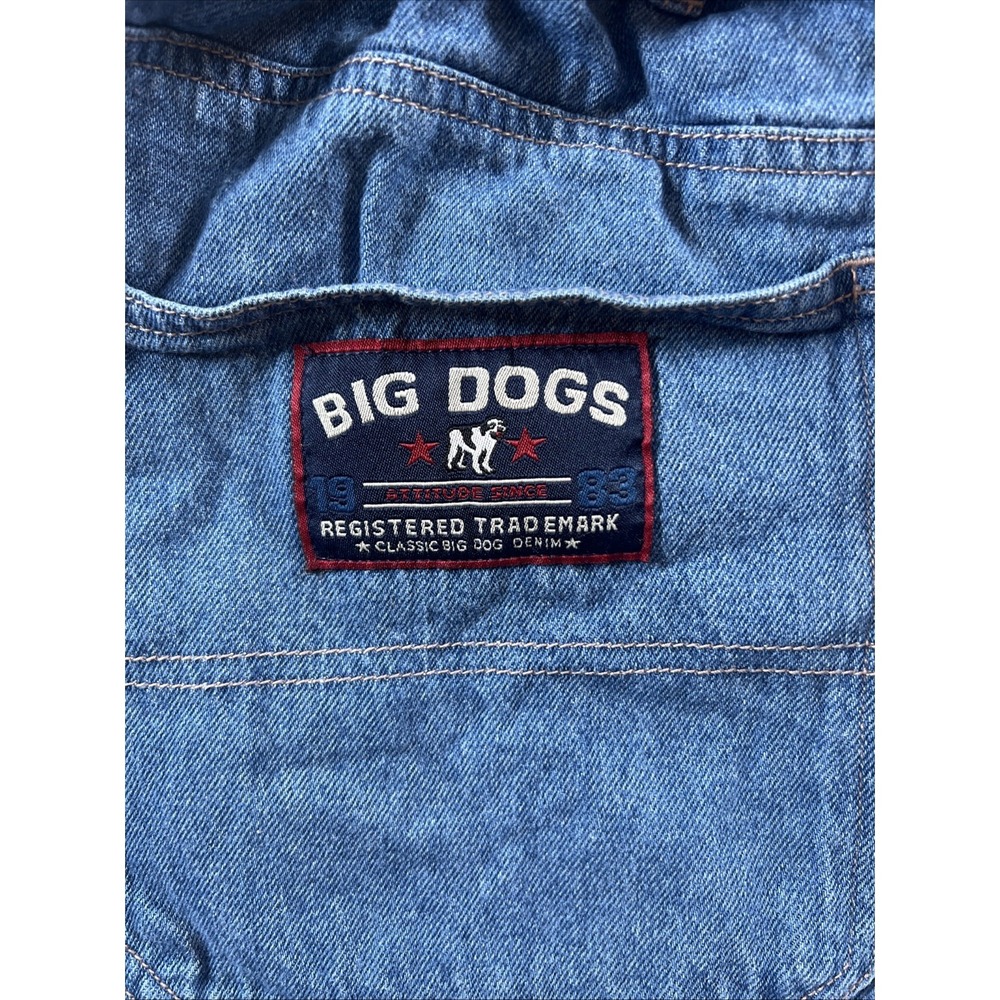 VTG Big Dogs Denim Jean Carpenter Shorts Mens 3x Blue Elastic Waist 8" Logo